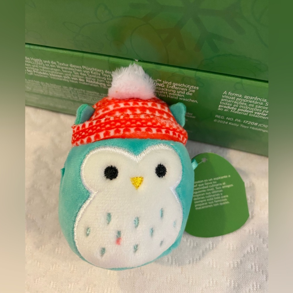 Micromallows “Winston” Owl Blue and Red Stuffed Animal